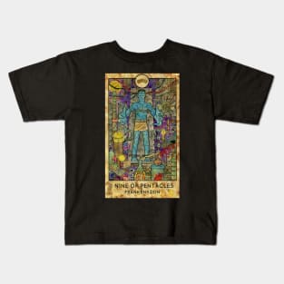 Nine Of Pentacles. Minor Arcana Tarot Card Design. Kids T-Shirt